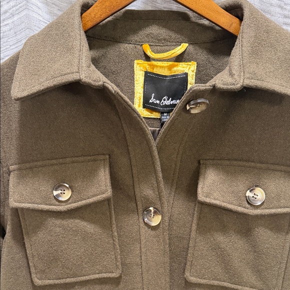 Sam Edelman Olive Wool Oversized Women’s Size Medium Cabin-core Shacket - Picture 2 of 6